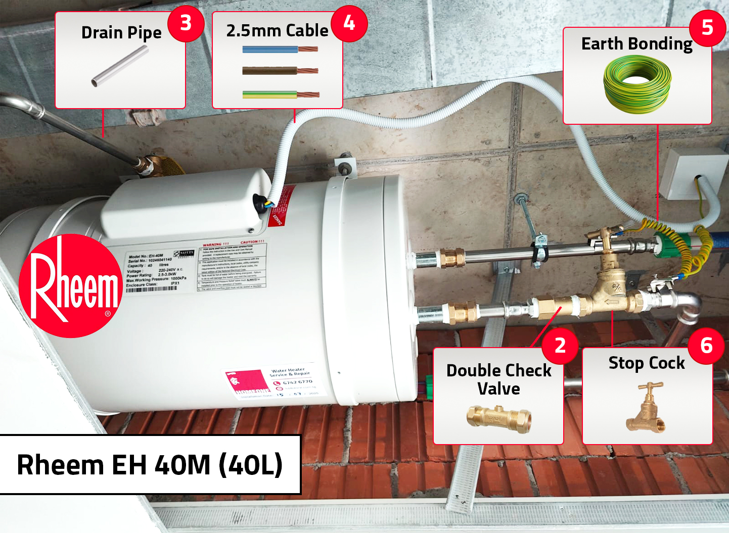 Rheem EH 40 M Water Heater Installation Guide