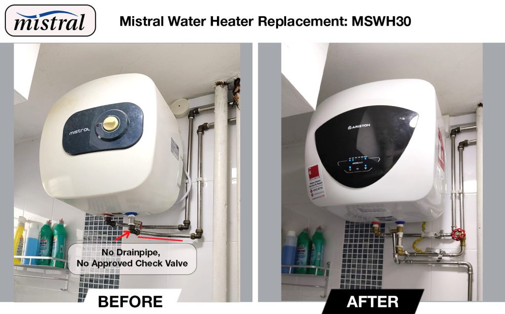 Mistral Water Heater Replacement at 403 Bedok North Ave 3 .0