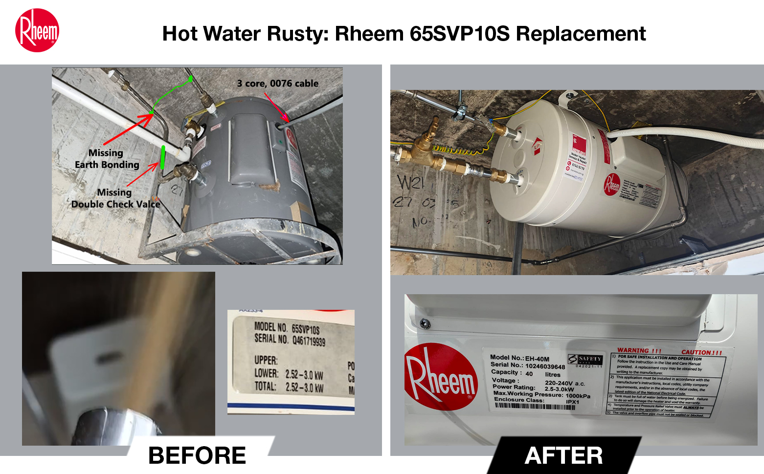 Hot Water Rusty Condo Rheem .00