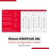 Rheem 65SVP10S Electric Storage Water Heater Specifications