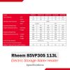 Rheem 85VP30S Water Heater Specifications