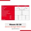 Rheem XS 30 Water Heater Sepcifications