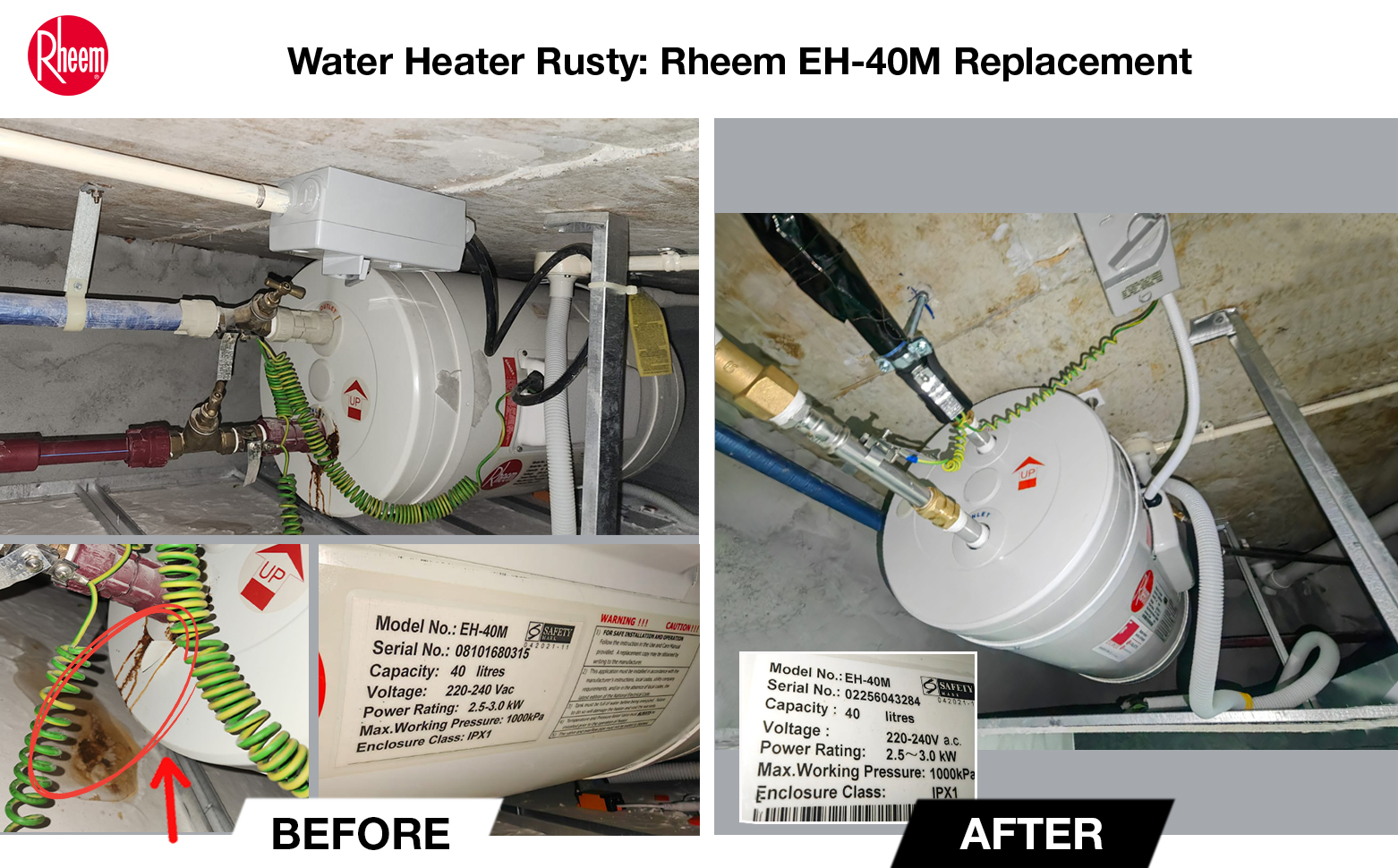 Water Heater Rusty - condo Rheem .00