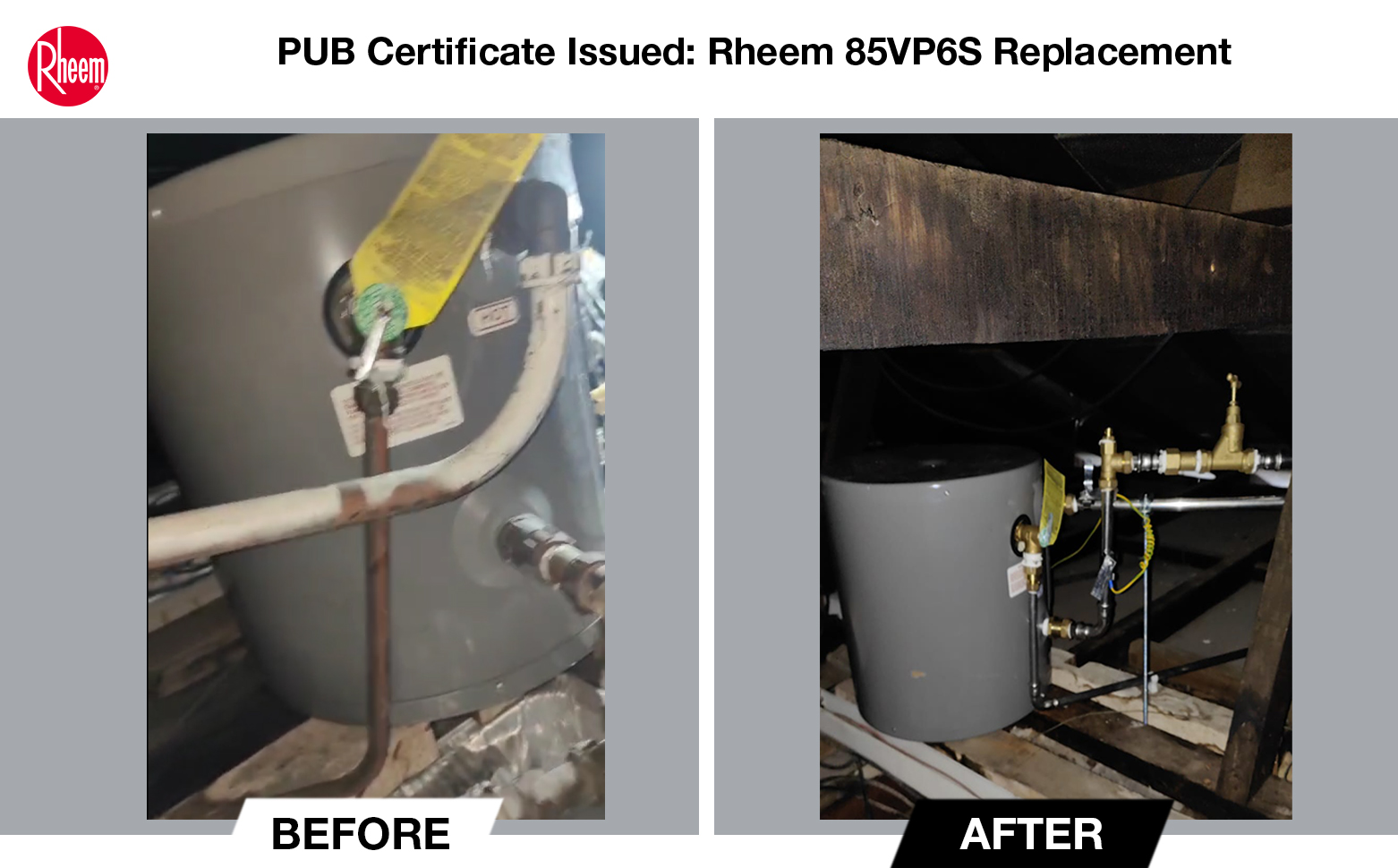 PUB Certificate Issued Replacement for Rheem Vertical Tank at Landed .00