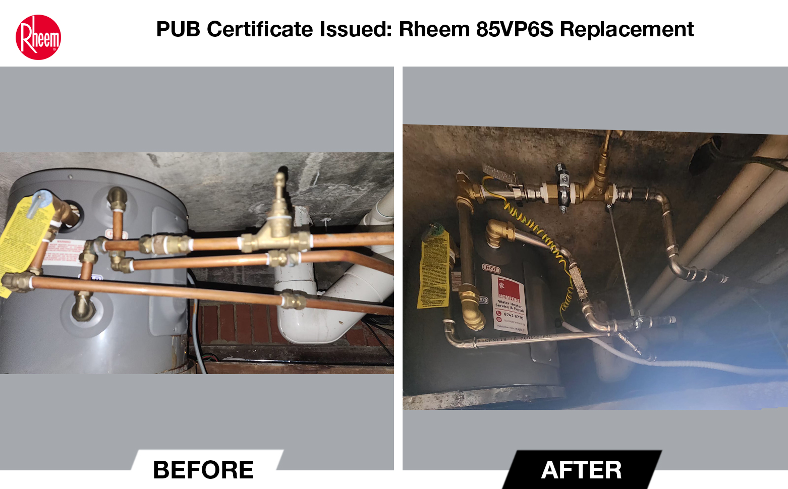 PUB Certificate Done Rheem 6 Gal Replced at Country Esquire .00