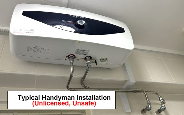 An unlicensed replacement (Unsafe, typical handyman installation)