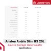Ariston Andris Slim RS 20L Storage Water Heater Specifications
