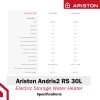 Ariston Andris2 RS 30L Storage Water Heater - Image 3