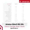 Ariston Slim3 RS 20L Storage Water Heater - Image 3