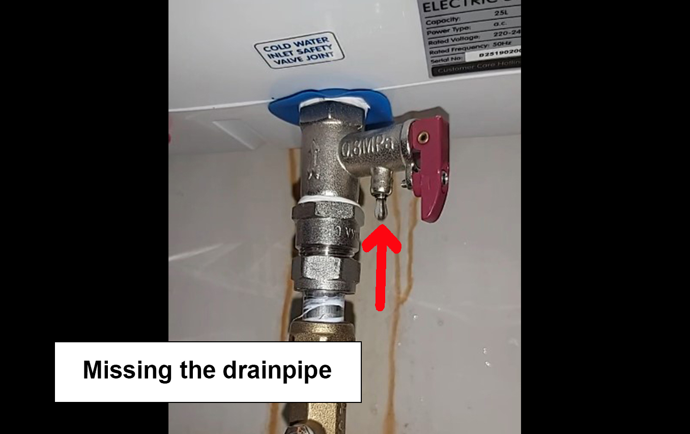 Missing drainpipe