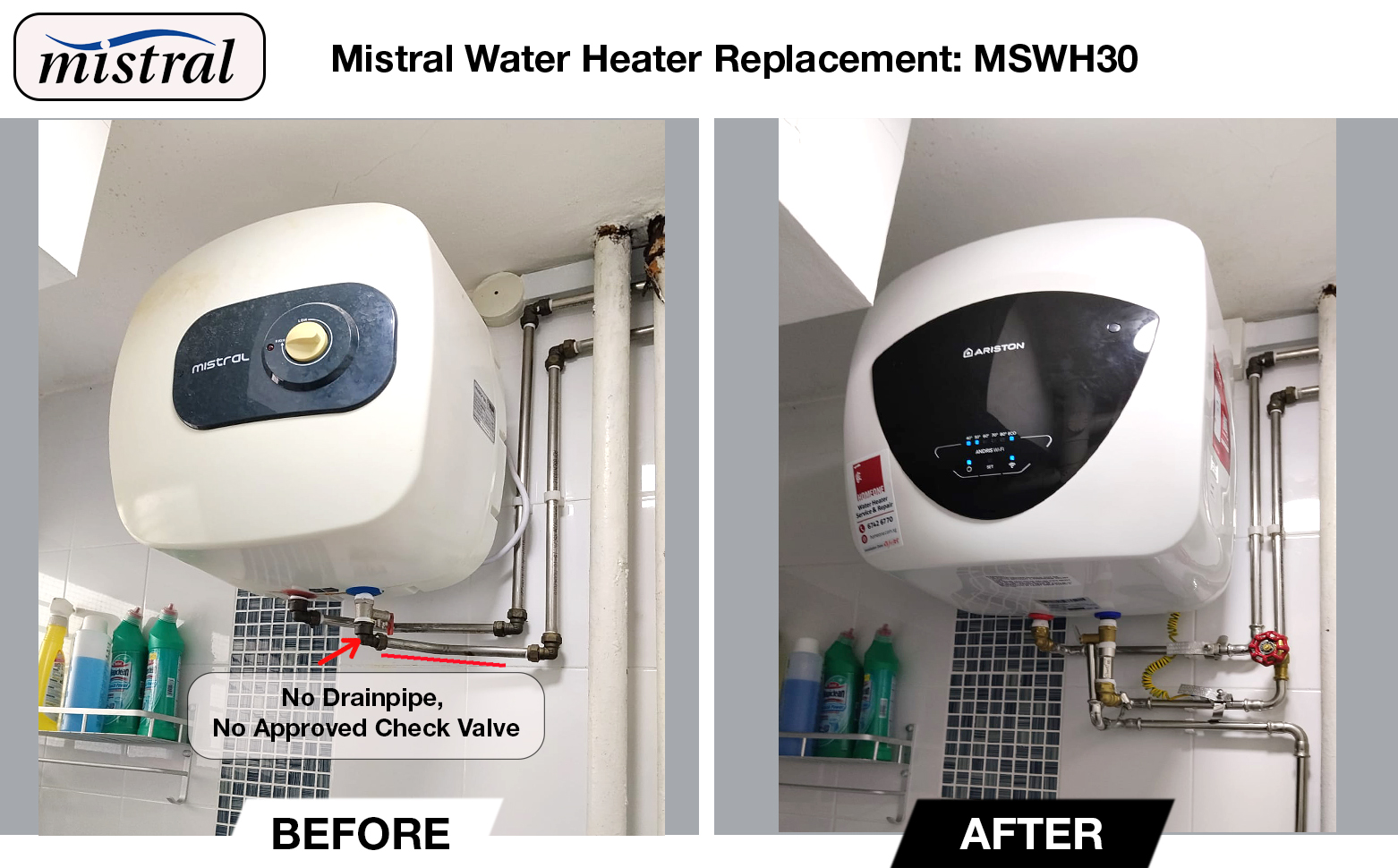 Mistral Water Heater Replacement at 403 Bedok North Ave 3 .0